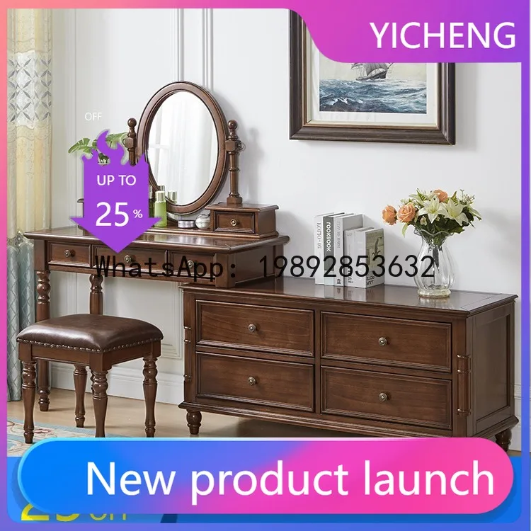 

ZZ-5 Hot-Selling American Style Solid Wood Dressing Table Bedroom Extendable Corner Dressing Table with Chest of Drawers
