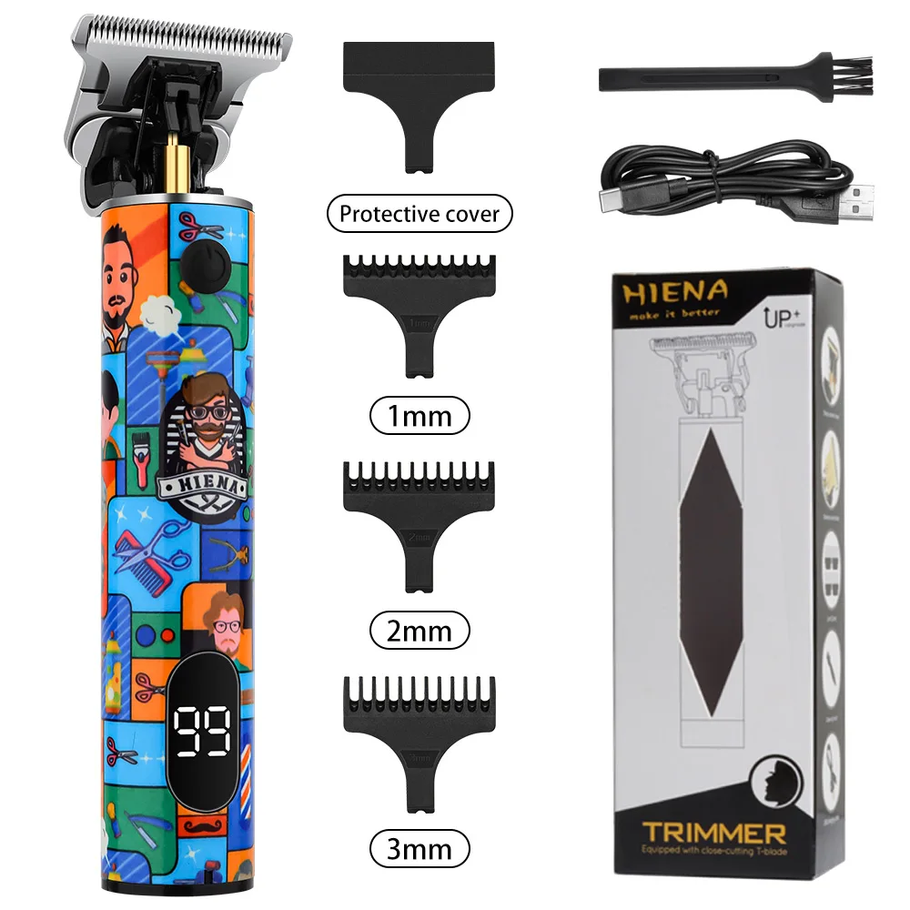 

Professional Barber Hair Clipper Rechargeable Graffiti Electric Finish Cutting Machine Beard Trimmer Shaver Cordless Work