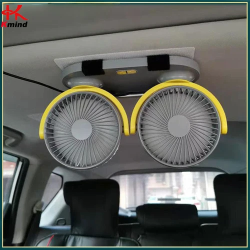 Ventilador USB para coche, dispositivo de refrigeración de doble cabezal, 3 velocidades, ajustable, 5V / 12v / 24V