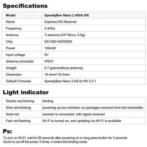 SpeedyBee Nano 2.4G ExpressLRS ELRS-mottagare för FPV Freestyle-drönare med lång räckvidd 8 best sales elrs-modulen - №6