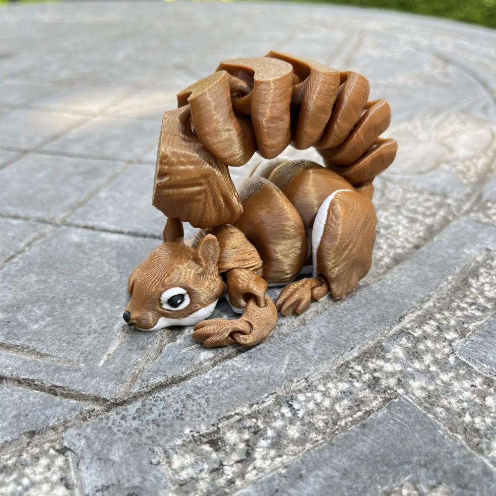 3D-gedrucktes Waldtier-Eichhörnchen-Spielzeug, flexible Gelenke, bewegliches süßes kleines Eichhörnchen, kreative Heimdekoration, Ornamente, Kindergeschenke