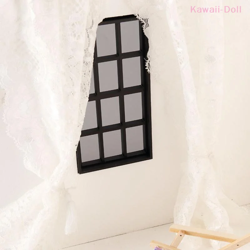 1Pcs Simulation Holz Fenster Rahmen Modell 1/12 Puppenhaus Möbel Dekoration Puppen Haus Micro Szene Zubehör