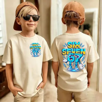 Cute Funny Six Seven Italian Brainrot 67 Number Graphic Print T-Shirt Boy/Girl Summer Short Sleeved Kids Tshirt Top Fan Gifts 3