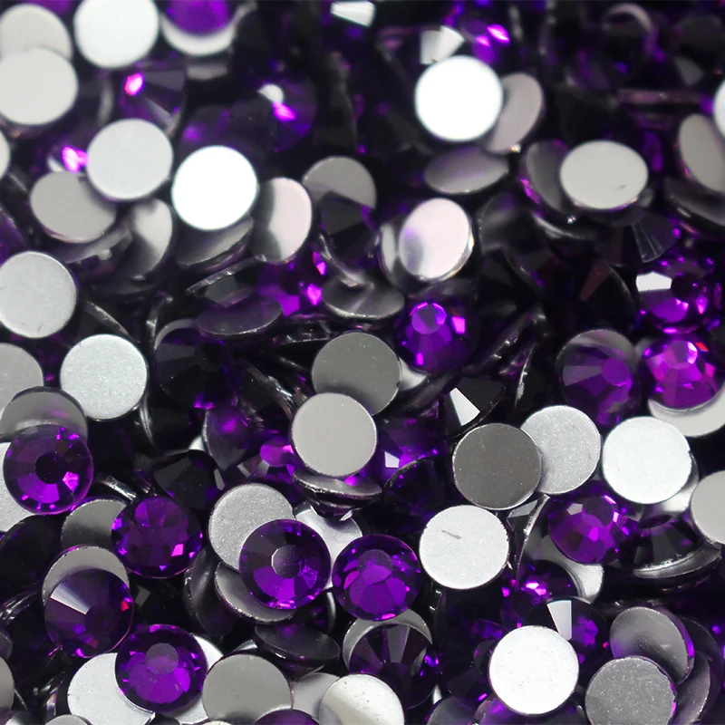 2058 SS16-SS20-SS30-SS50 Purple Velvet Cold Fixation Strass Nail Art Non Hotfix Crystals Flat Back Glass Rhinestones For Crafts