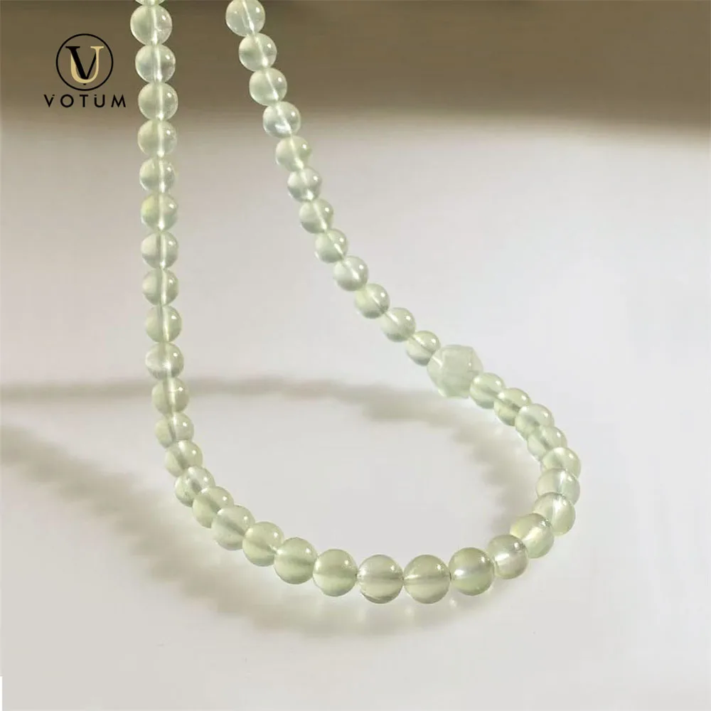 Votum Natural Prehnite Stone Beaded Choker Necklace for Women Crystal Healing Semi-Gemstone Birthstone Stone Necklaces Jewelry