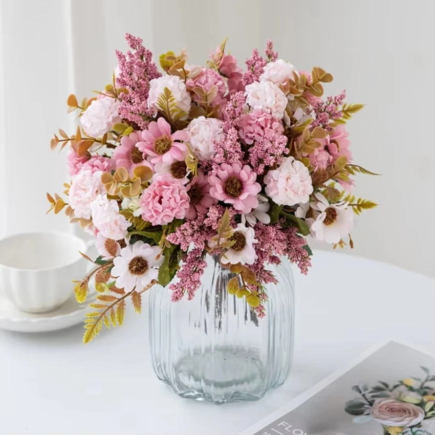 

1PC Artificial Flowers Silk Chrysanthemum Bridal Bouquets Wedding Outdoor YardGarden Home Room Vases Table DecorGift Accessories