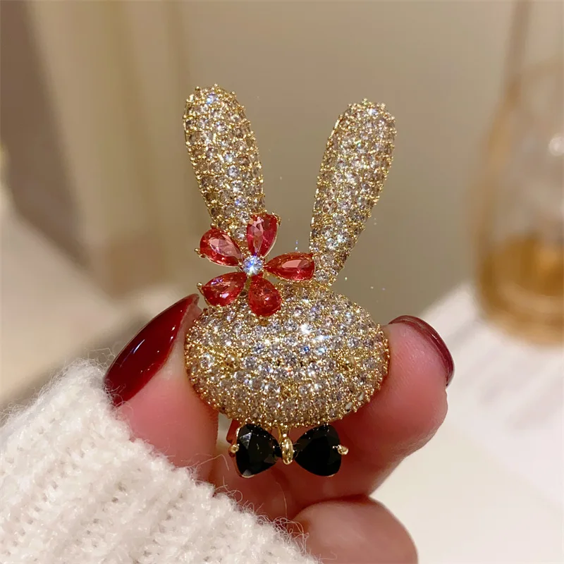 

Rabbit Brooches For Women Girl Cute Romantic Jewelry Gold Color Fashion Accessories Party Birthday Gift Lovely Animal Brooch