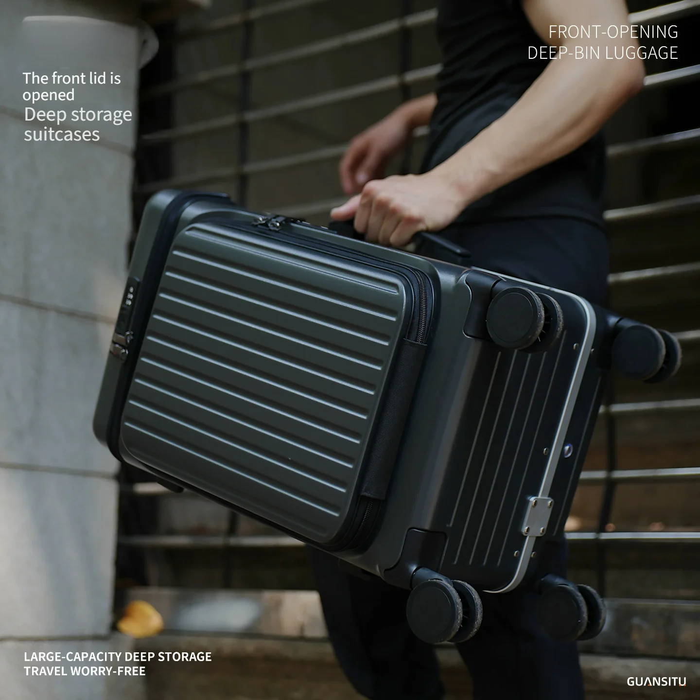 Front‑Opening Aluminum Frame Travel Suitcase 20 Inch Carry‑On Trolley Luggage Large Capacity Multifunctional Hard Shell Case For