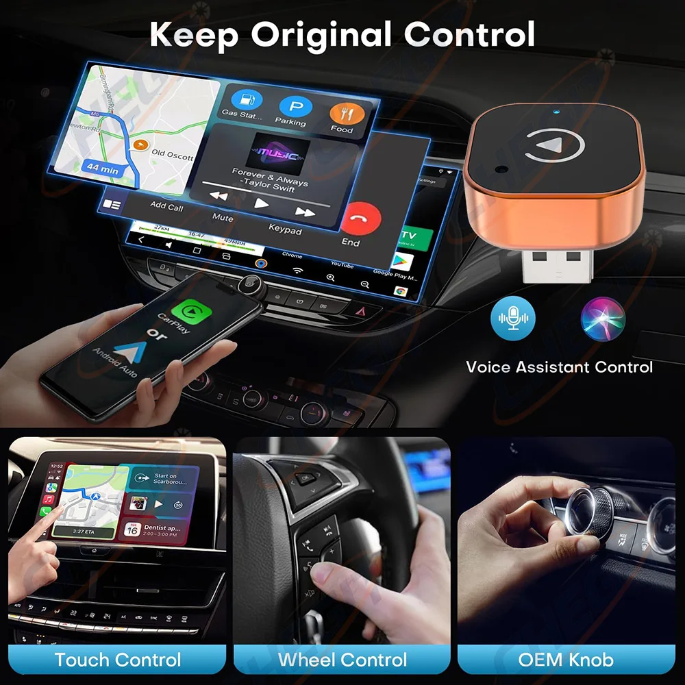 2 in1 Wireless Carplay Adapter for iPhone & Android Wired to Wireless AI Box USB Connection For Volvo Benz Mg Kia Chery VW view 5