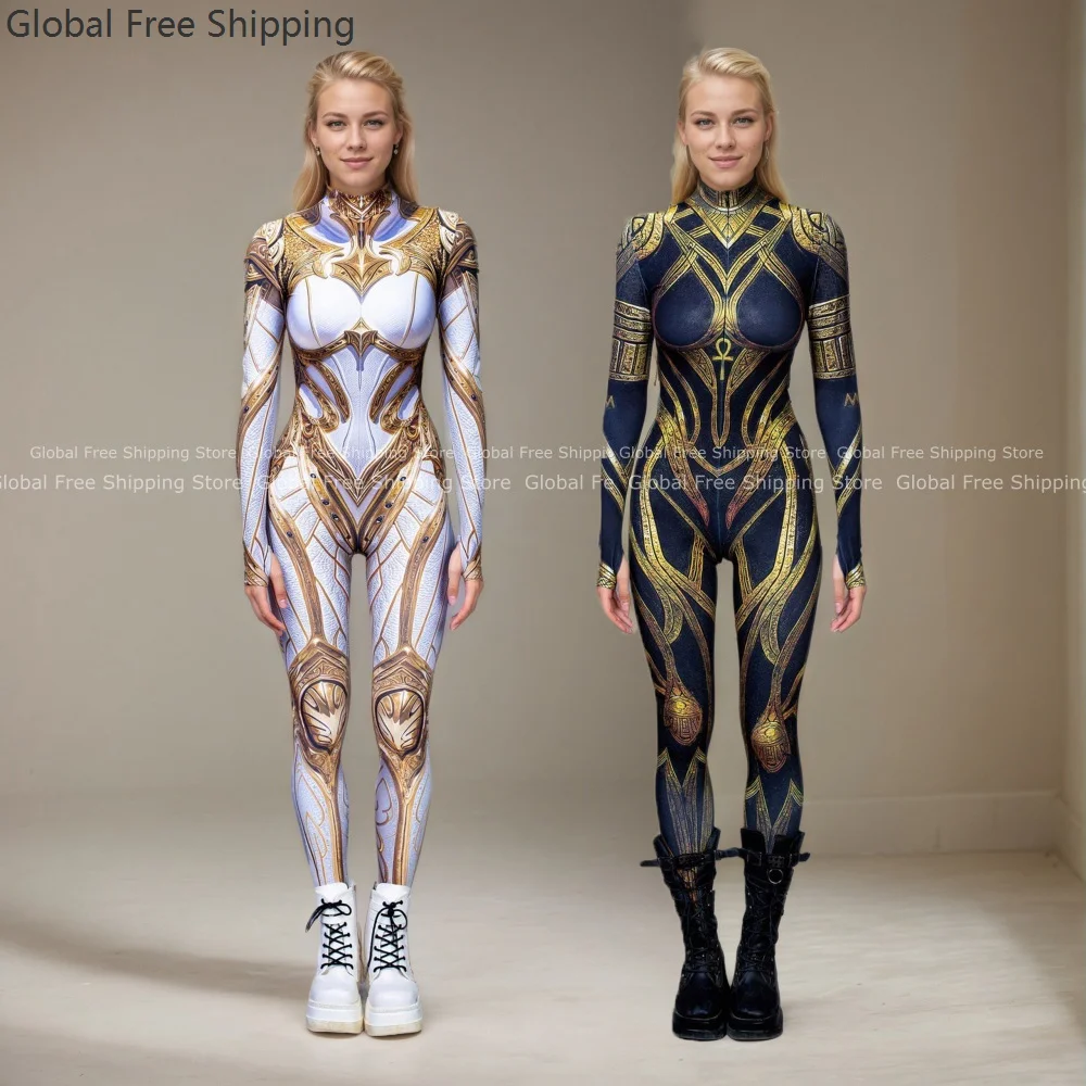 

Women's Cosplay Angel Warrior Armor Costume Elastic Hell Demon Bodysuit Cyberpunk Jumpsuit Halloween Party Villain Zentai Suit