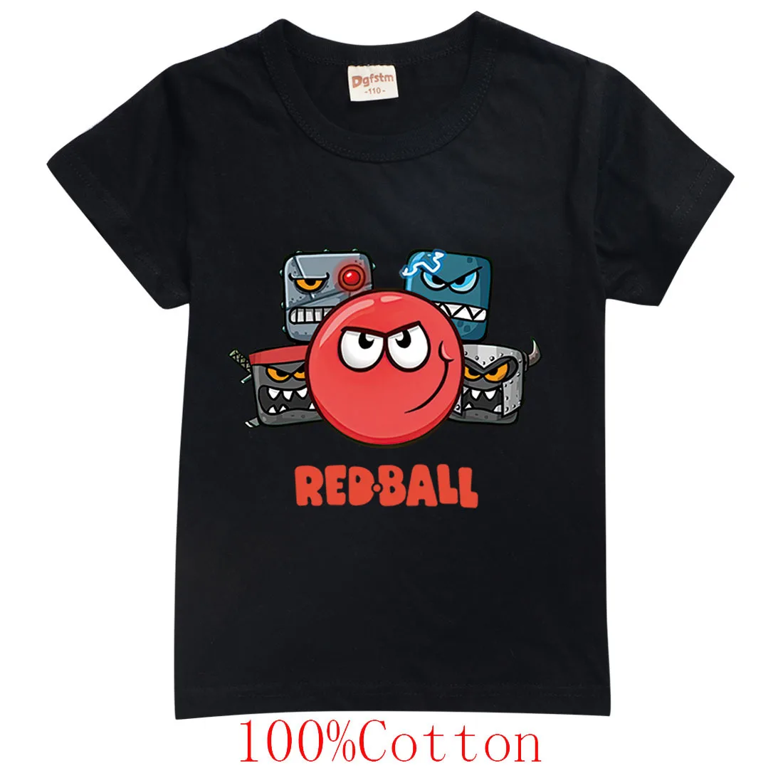 2-13 Years Old Children\'s Cotton T-Shirt Boy Girl Gift Game Shop Red Ball 4 Cartoon Print T Shirt Summer Kids Baby Casual Tshirt