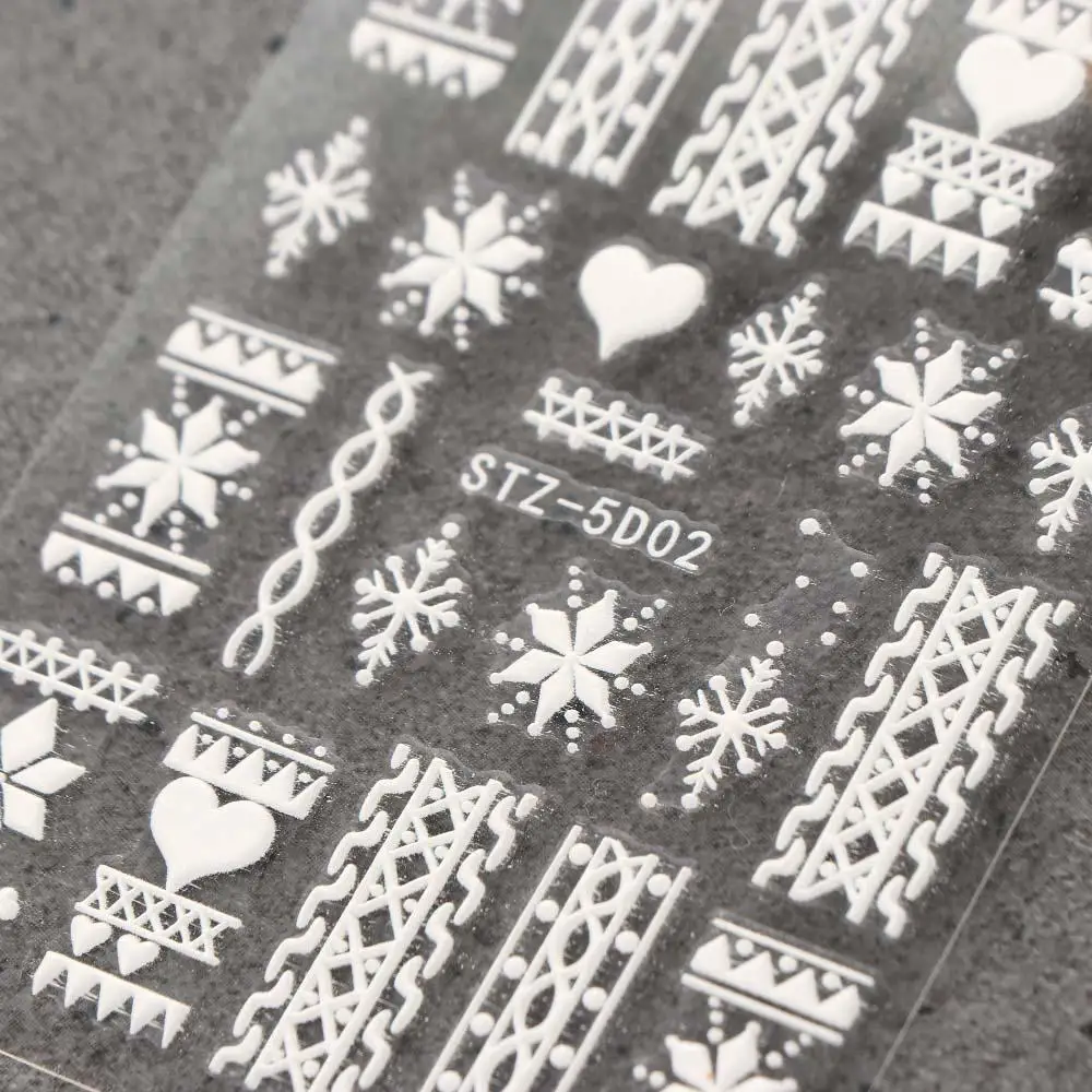 Ultra-thin Christmas Snowflakes White Snow 5D Nail Decals DIY Nail Art Decoration Manicure Design Nail Art Stickers