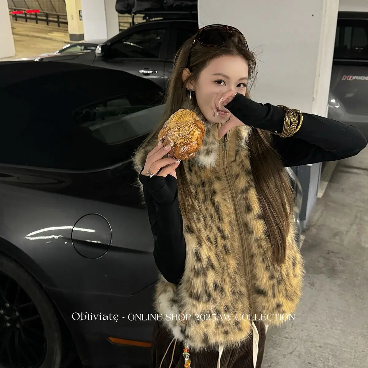 Autumn Winter Leopard-Print Fur Coats Vests Women Trendy Faux Fur Waistcoat Sleeveless Puffy Jackets Coat Luxury Brand Vest New