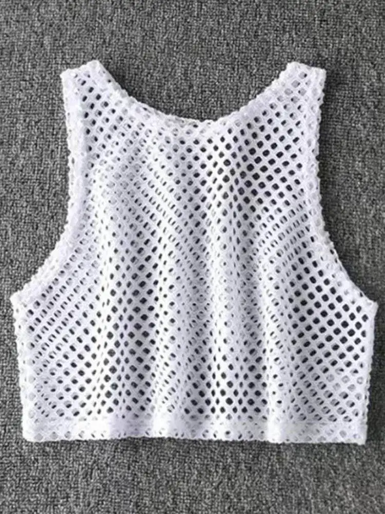 Sexy preto vermelho oco para fora colheita topo malha t camisa feminina solta moda verão básico topos para mulher fishnet camisa