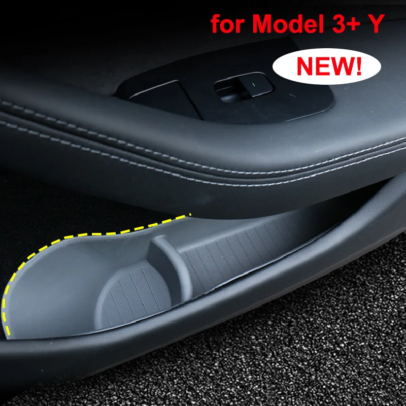 For Tesla Model 3 Highland Model Y 2024 Door Side Storage Box Front Rear Door Gate Slot Anti Dirty TPE Organizer Tray New Model3 