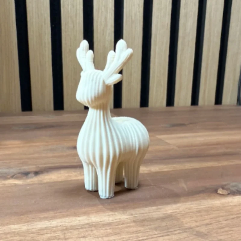 3D Printed Ribbed Reindeer Figurine Grooved Nordic Japanese Style Christmas Tabletop Ornament Minimalist Holiday Home Decor