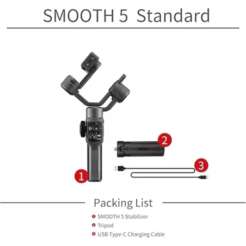 

NEW ZHIYUN Smooth 5 Gimbal Stabilizer Phone Gimbal 3-Axis Handheld Smartphone Stabilizer with Grip Tripod