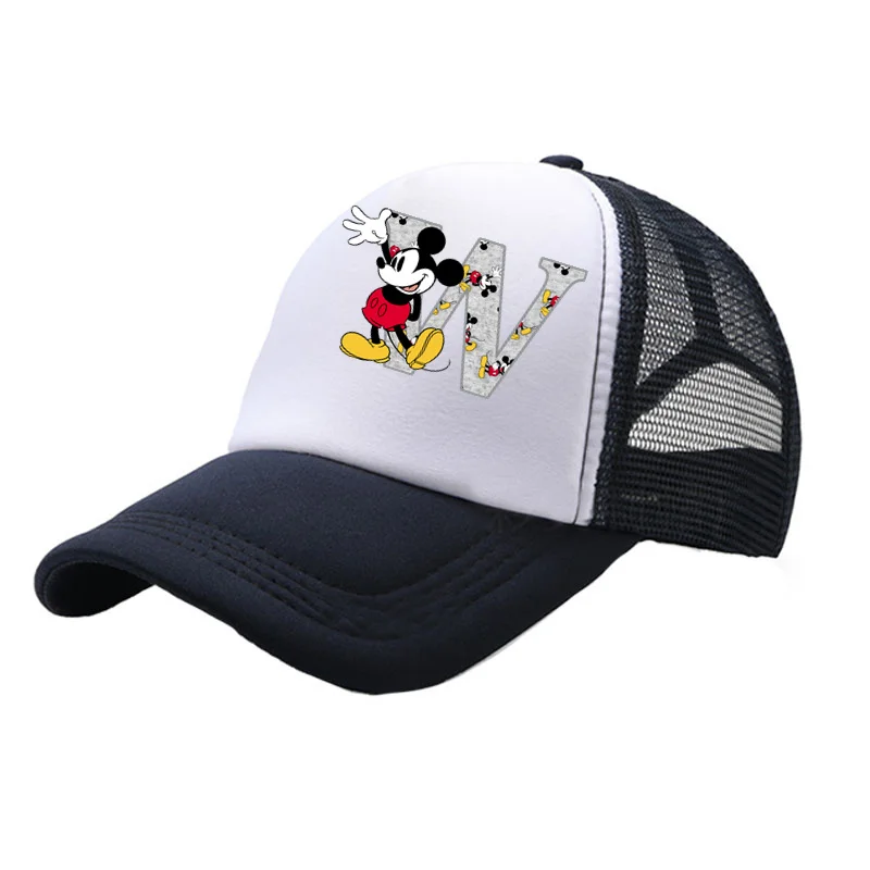 Mickey Mouse Disney A- Z 26 English Letters Kids Boy Girls Hat Sun Hats Baseball Cap Print Travel Caps Children Peaked Hat 2024