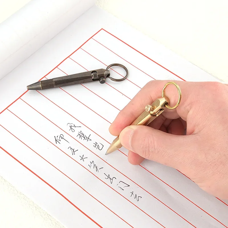 Mini Keychain Brass Tactical Pen Portable Pendant Outdoor EDC Pocket Tool
