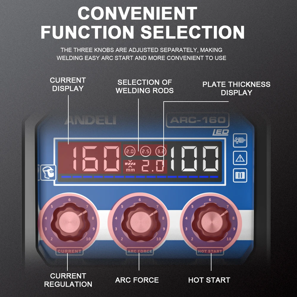 Saldatrice ad arco ANDELI 110/220V 160A 2 in 1 saldatrice MMA Lift-TIG Inverter IGBT saldatura elettrica Display digitale a LED per uso domestico