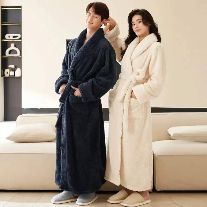 

Женский свободный пеньюар, ночная рубашка, коралловый флисовый халат, длинное кимоно, ночная рубашка для душа, теплая зимняя одежда для сна, домашняя одежда, утепленная ночная рубашка