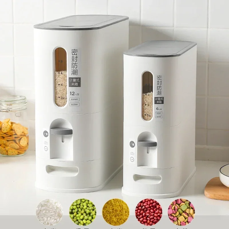 

Rice Barrel Metering Storage Jars with Visual Window, Moisture-Proof Container for Cereals, Japanese Household, Hot Sale