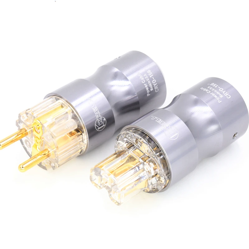1 زوج Preffair Hifi الصوت 24K مطلية بالذهب شفاف الاتحاد الأوروبي Schuko قابس طاقة الصوت قابس طاقة HIFI مأخذ التيار الكهربائي