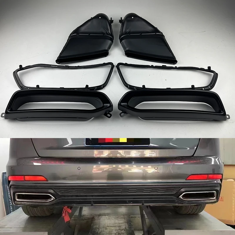 

For Audi A6 C8 2019-2021 1 Pair black chrome real Exhaust Tip Mufflers Tip Tailpipe