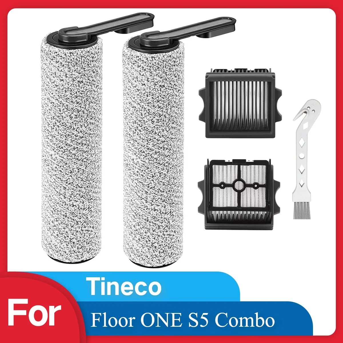 Rollenbürsten-Ersatz und Staubsaugerfilter-Set, kompatibel mit Tineco Floor ONE S5 Combo Akku-Nass-Trockensauger
