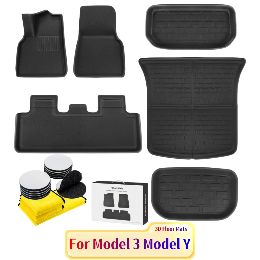 3D Floor Mat For Tesla Model 3 Model Y 2017-2024 Premium All Weather Anti-Slip Floor carpet Custom Fit 2024 Model 3 Highland