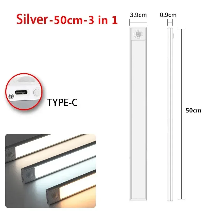 VENUSWING LED Unterschrank Lichter 10-50CM Motion Sensor Lampe USB Aufladbare Drahtlose Nachtlicht Küche Schlafzimmer Schrank Innen beleuchtung 5