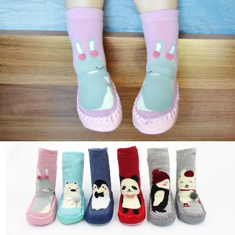 Toddler Indoor Sock Shoes Newborn Baby Socks Winter Thick Terry Cotton Baby Girl Sock with Rubber Soles Infant Animal Funny Sock