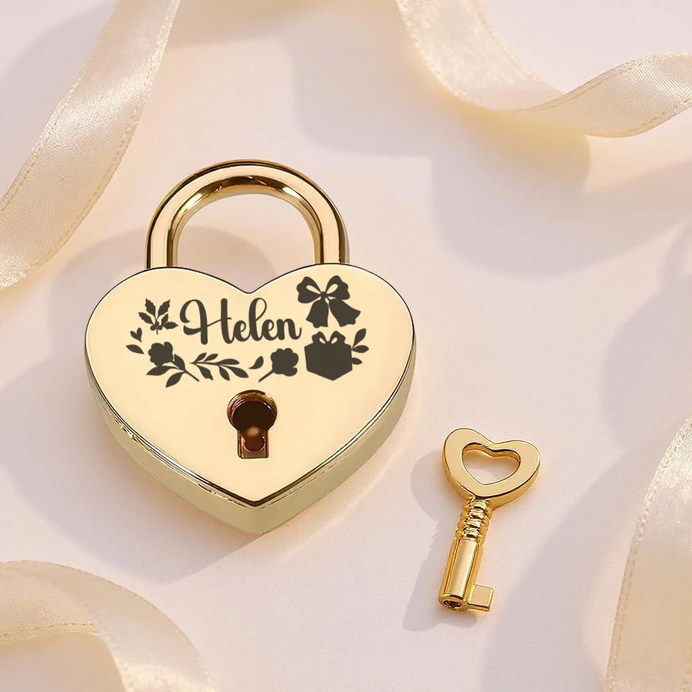 1pc Custom Heart Lock Lover's Lock Multi layer electroplating anti oxidation heart stainless steel love lock with key
