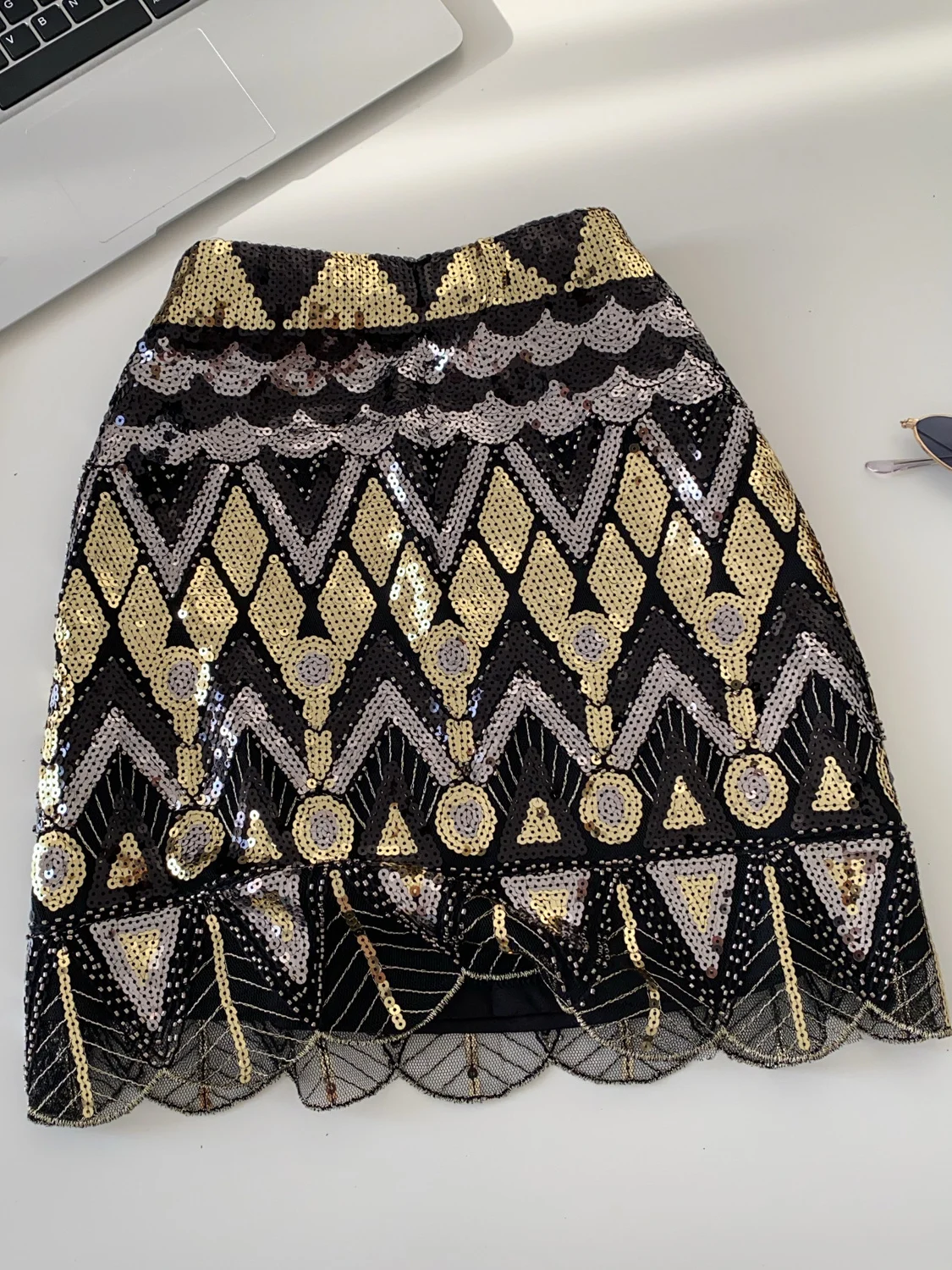 

Foamlina сверкающая юбка с пайетками женская элегантная высокая эластичная талия с геометрической вышивкой мини-юбка-карандаш для вечеринки для уличной одежды Y2K