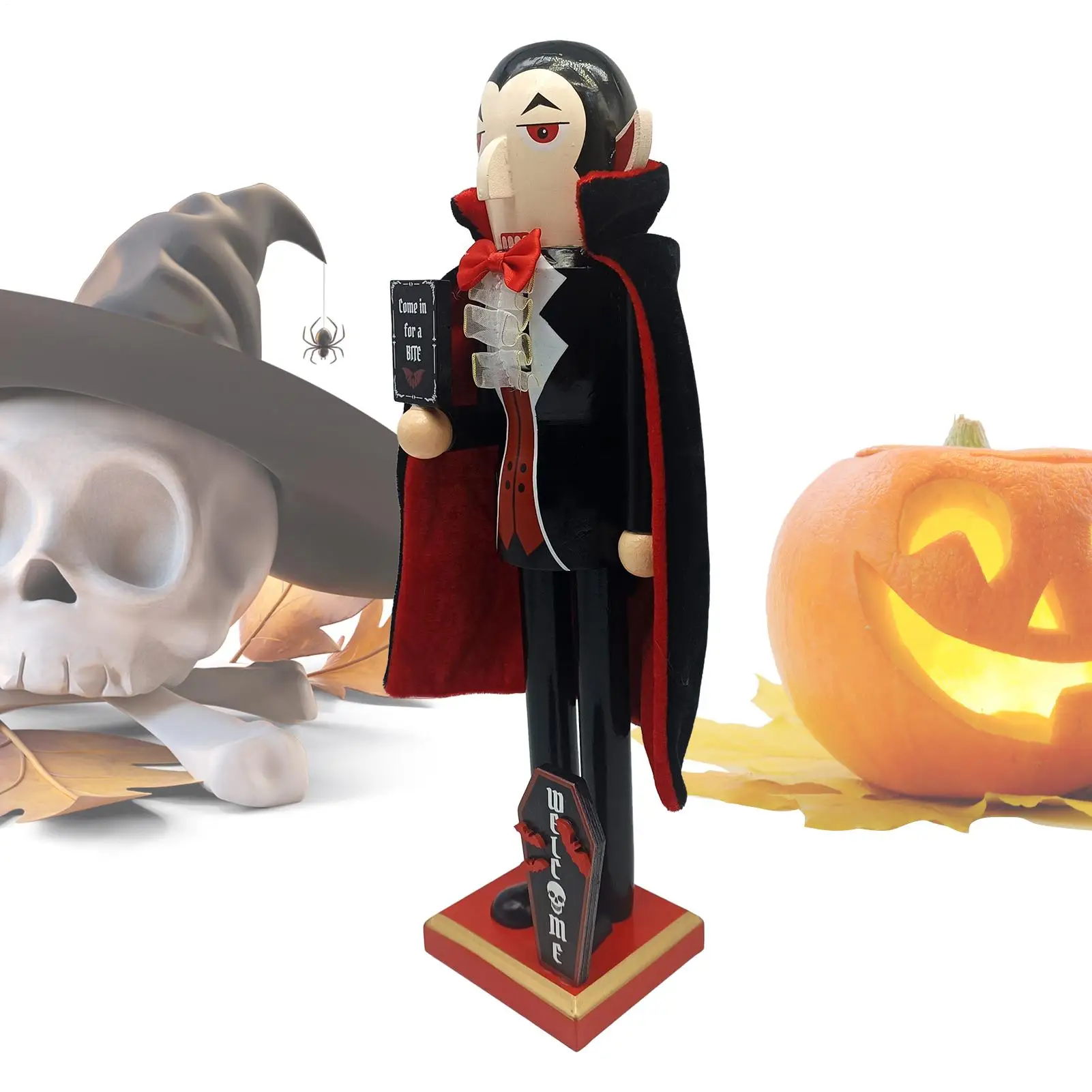 36cm Halloween Wooden Nutcracker Soldier Vampires Skeleton Figurines Halloween Nutcracker Ornament For Shelf Fireplace Party