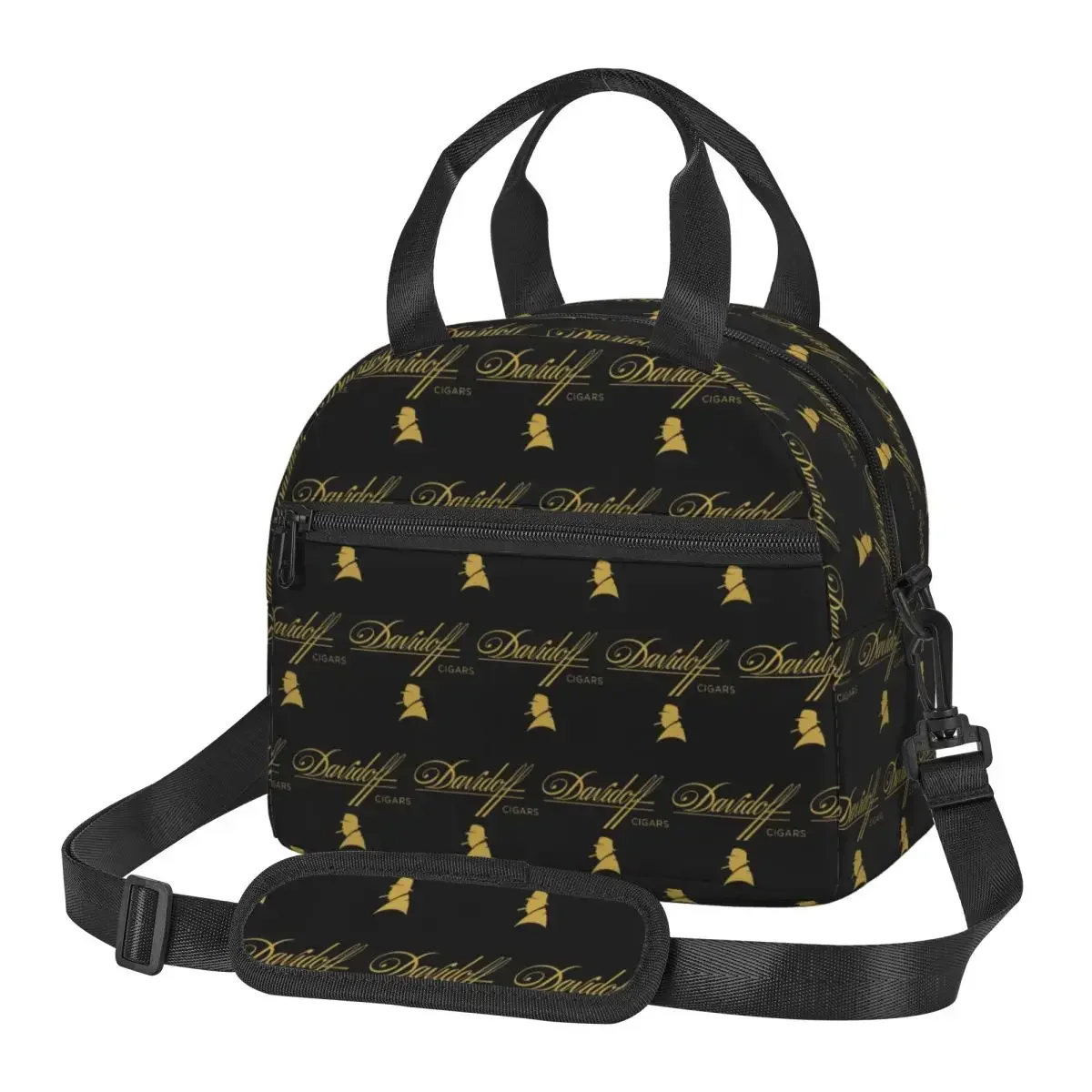 Bolsa térmica para el almuerzo Davidoff Cigars Black para mujer, caja térmica portátil para picnic, caja térmica para alimentos, bolsa térmica para el almuerzo