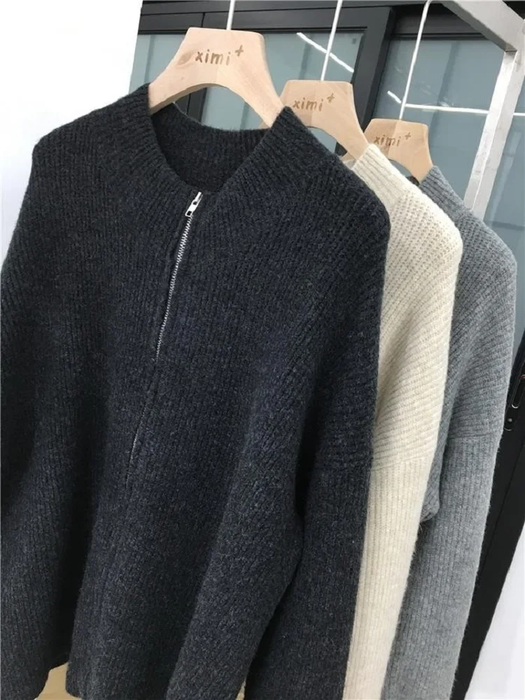 Spring Autumn New Women Sweater Clothing Wool Half-high Zipper Cardigan Fashion Female Casual Knitted Tops Cashmere Soft Jacket