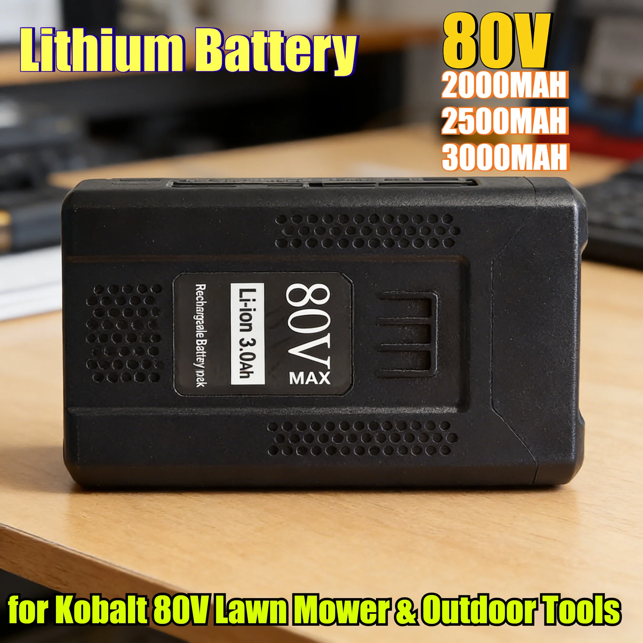 3000mAh 80V Lithium Battery Premium A-Grade Cells Replacement for Kobalt 80V Lawn Mower & Outdoor Tools Power Equipment