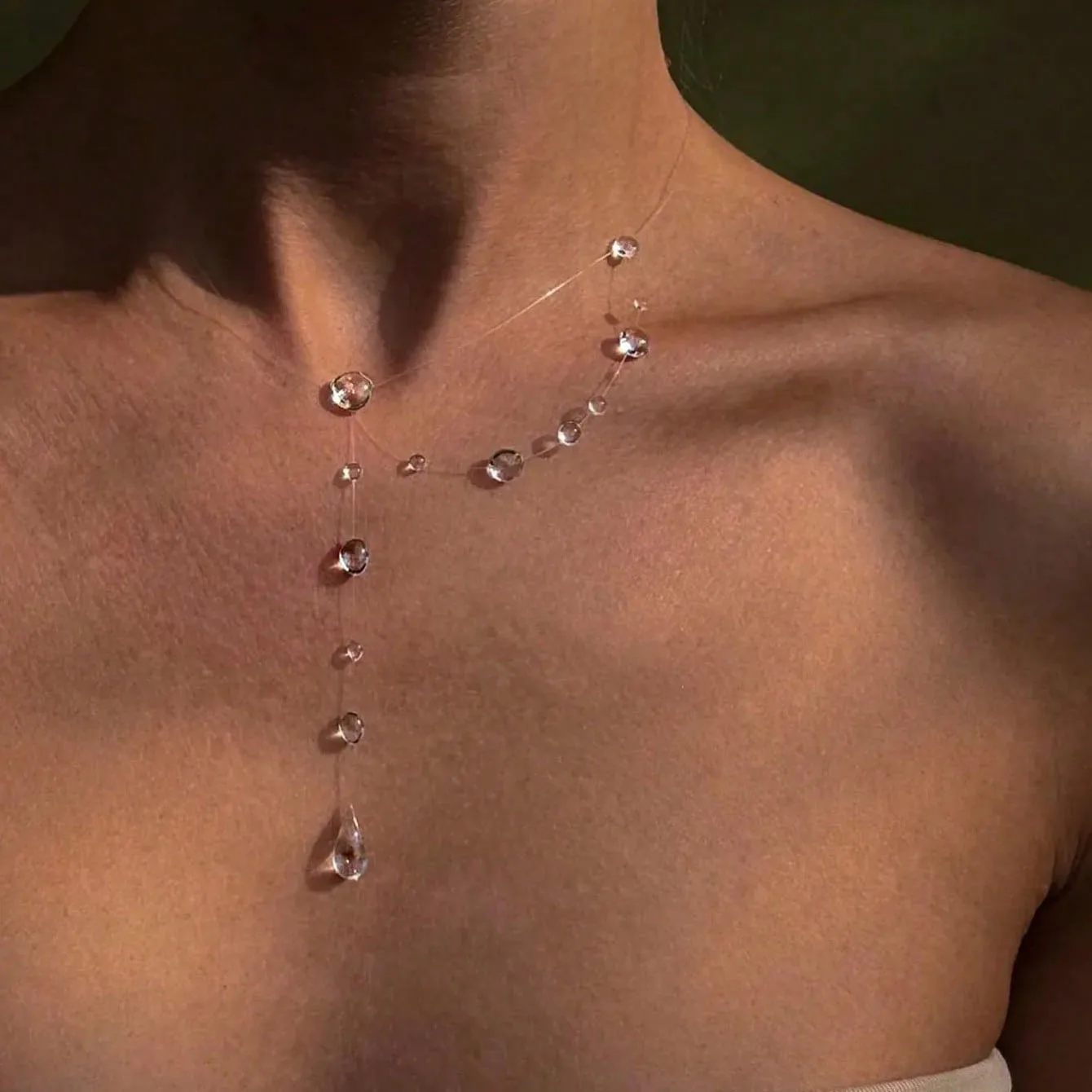 Minimalist Imitation Water Drop Dripped Dewdrops Clavicle Chain Niche Ins Creative Necklace Women Fashion Jewelry