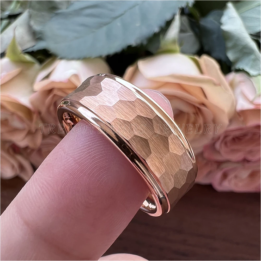 8mm Tungsten Carbide Ring Engagement Wedding Band Hammered Men's Women's Couple's Anniversary Fashion Jewelry