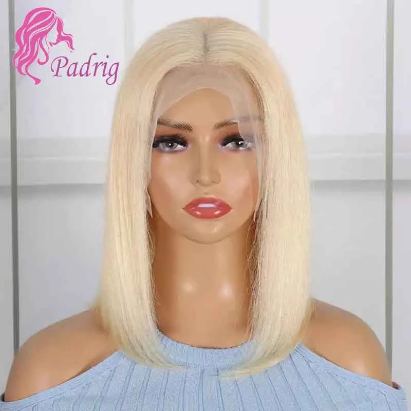 

10-16 Inch Honey Blonde 613 Straight 13x4 Lace Frontal Human Hair Wig Blunt Cut Bob Wigs For Women 180% Density Indian Remy Hair