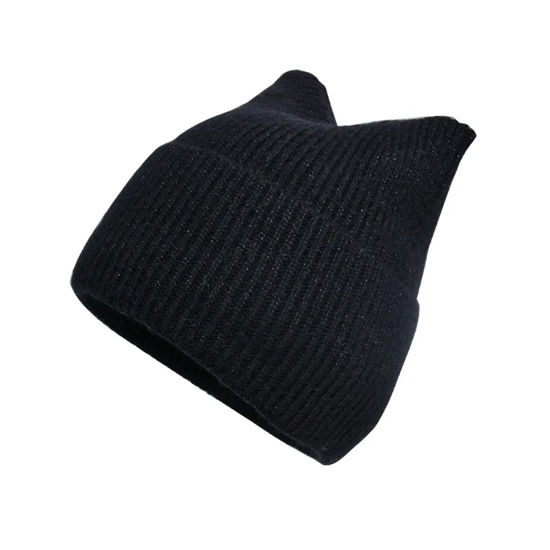 

Winter Cute Cat Ears Rabbit Hair Blend Women Knit Hat Pre-Cold Warm Cold Hat Fashion High Quality Slip-on Wool Hat Hot