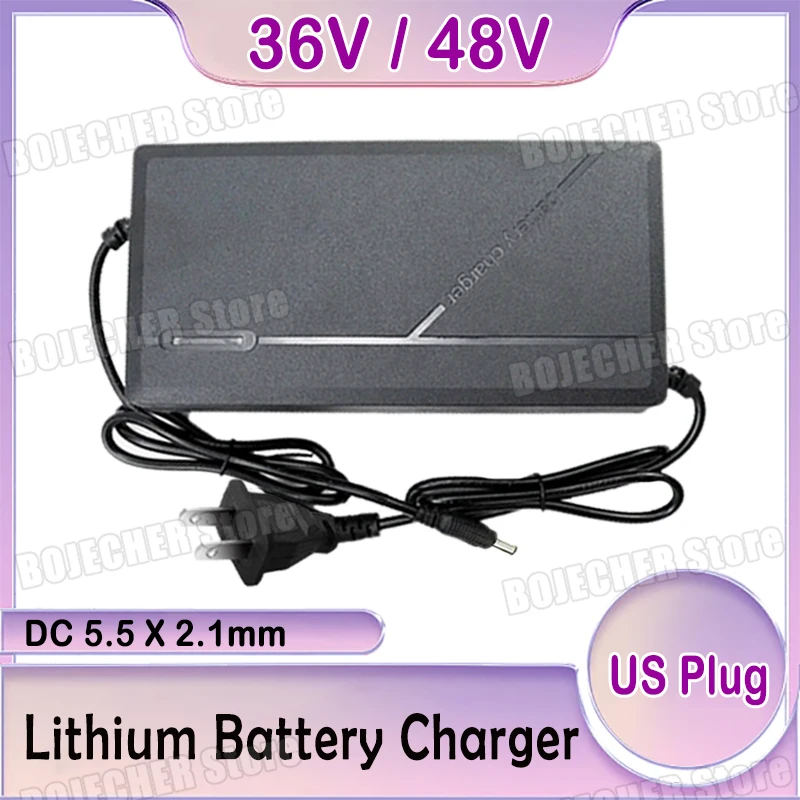 36V 48V 2A 5A Lithium-Batterie-Ladegerät Akku 42V 54,6V 10S 13S Intelligentes Schnellladen 110-240V Smart Ladegerät US-Stecker