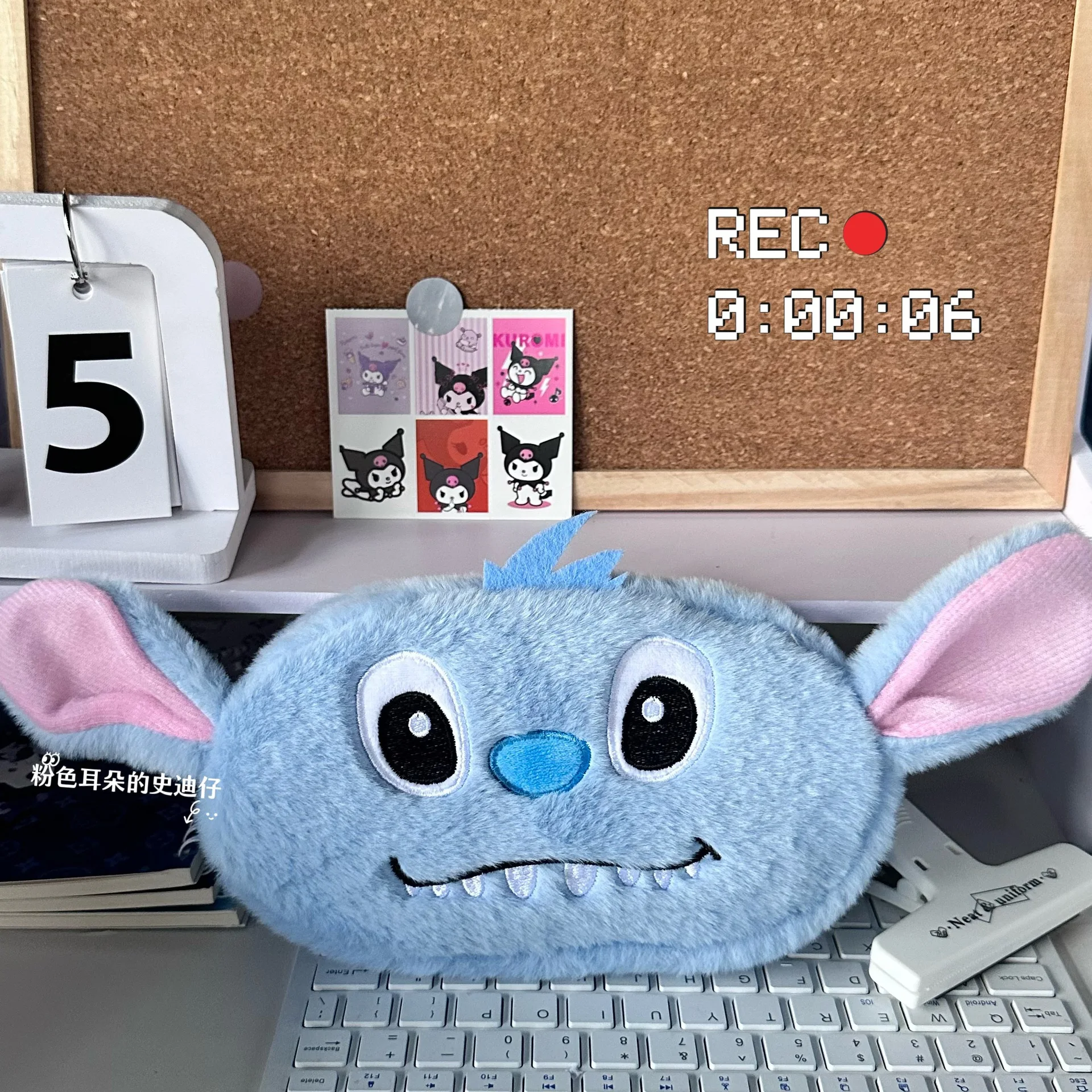 Disney Cute Cartoon Stitch Plush Pen Bag Large Capacity Pencil Bag Student Stationery Storage Bag Personality School Supplies