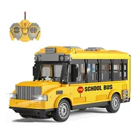 1/30 Scale Yellow School Bus Toy Car,RC School Bus,27mHz Radio Remote Control Car Vehicles with LED Lights for Kids Age 3-6 Gift