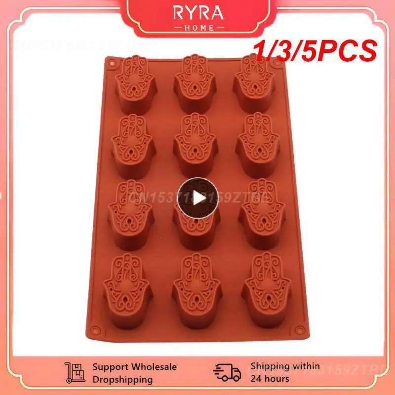 1/3/5PCS Mold Silicone 12 Holes Mini Lotus in The Palm Soap Soap Making Handwork Mascot Candle Resin Mold Clay Mold Brown