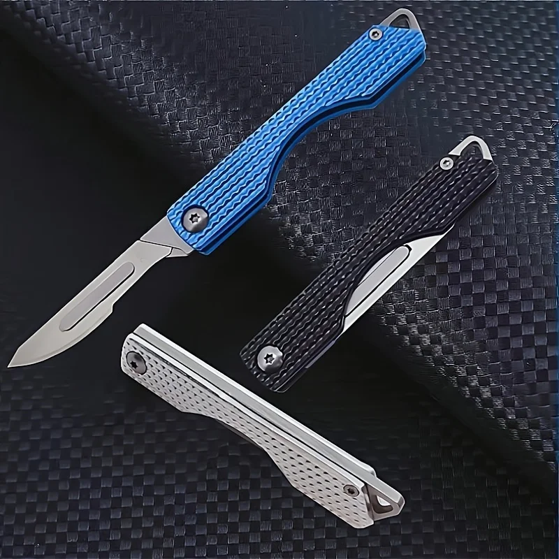 Outdoor Knife Folding Surgical Knife Stainless Steel Art Knife Keychain Knife Portable Aluminum Alloy Express Knife Paper Knife