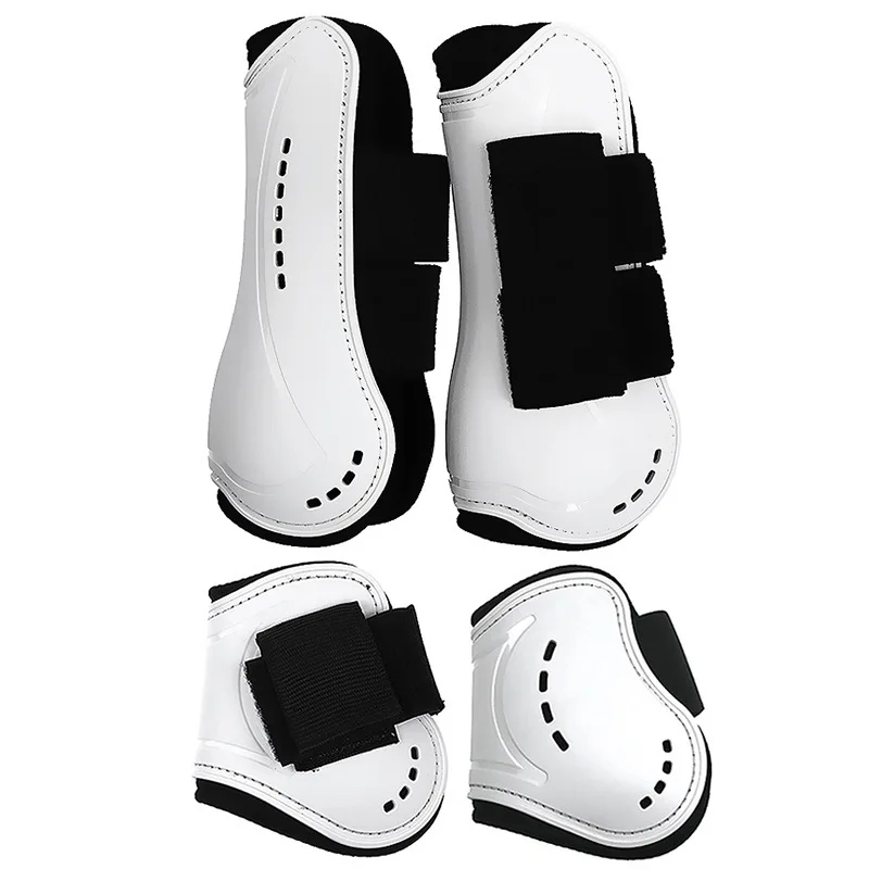 2/4 قطعة أحذية الساق الحصان قابل للتعديل الجبهة الخلفية الساق الأحذية بولي Neoprene الخيول الجبهة الندية واقي الساق حماية وتر الفروسية
