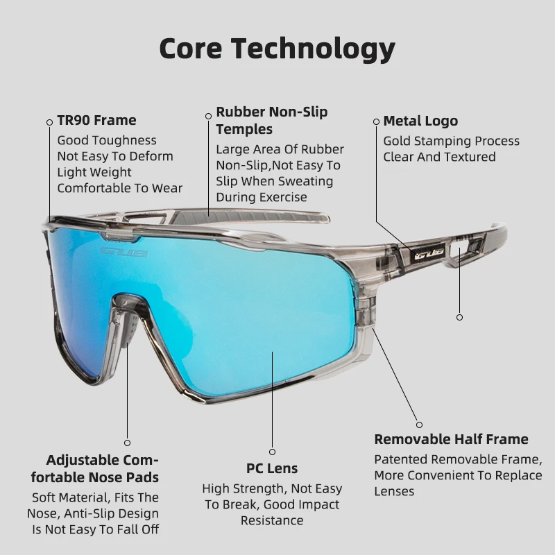 GUB Cycling Photochromic Glasses Professional HD Lens Men Women  Sunglasses Windproof Eyewear MTB Road Bike Goggles