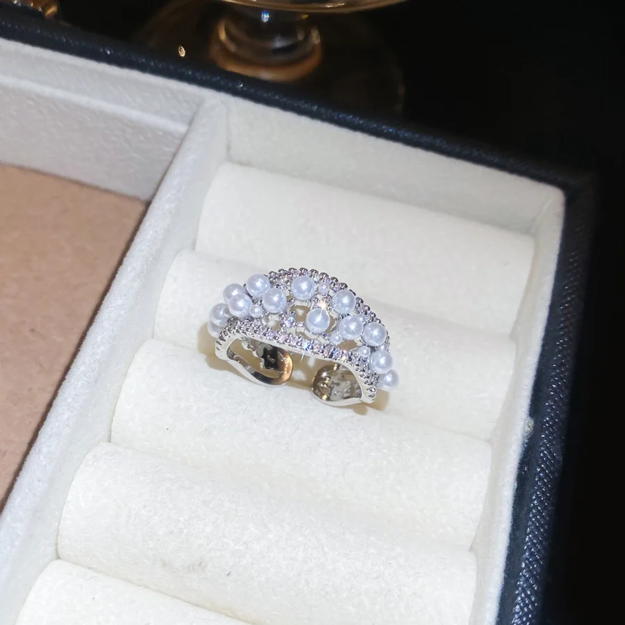 Neuer Vintage Zirkon Hohlperlen Offener Ring Nischen-High-End-Ring Sanfte Ausstrahlung Modeschmuck Paarringe für Herren Luxus – Detail 13